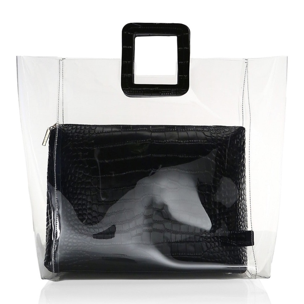 NWOT Staud LRG Shirley Black / Clear PVC Tote